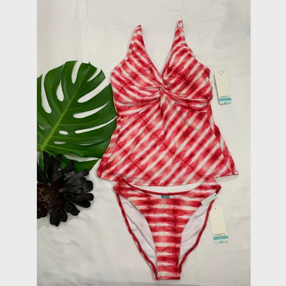 NWT$134 Sunsets [ 32E/ 30F/ 28G ] Forever Tankini & Wild Thing Bikini Bottom SET